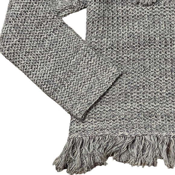 Chico’s Freida fringed open front cardigan in lilac and silver metallic thread - Picture 7 of 11